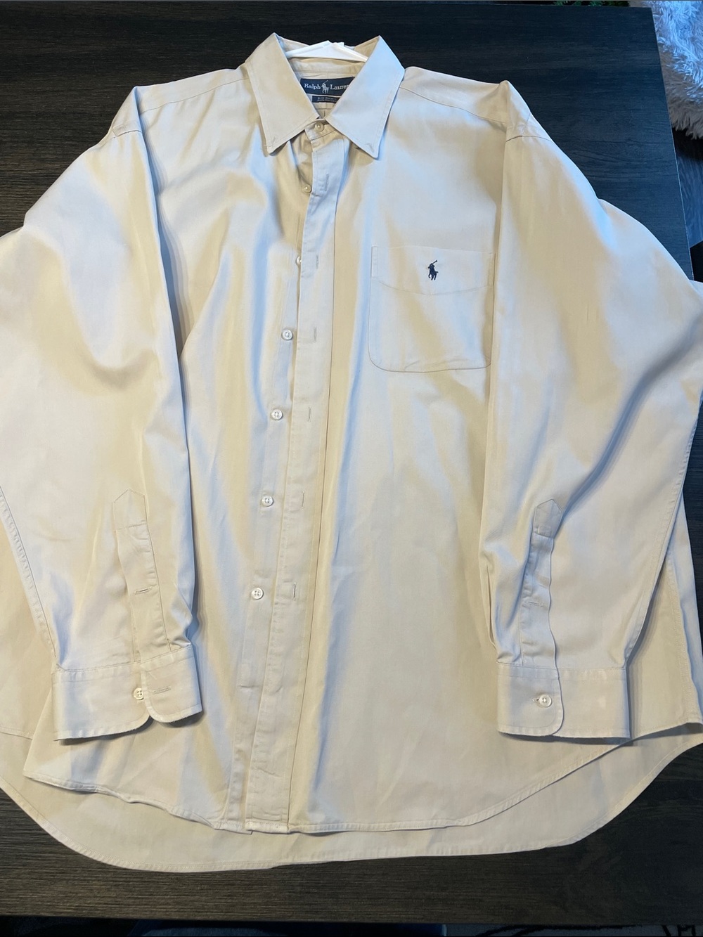 Ralph Lauren Men’s Button-Down Dress Shirt in Light Beige
